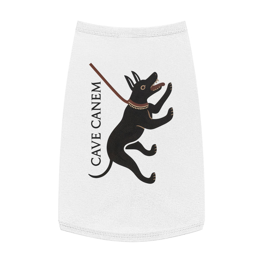 Ancient Roman Warning Print Pet Tank — Cute Leaping Pup Graphic for Small Dogs